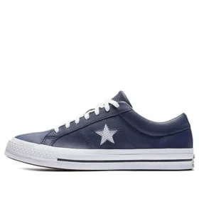 One Star en cuir perforé, basse, bleu marine