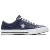One Star en cuir perforé, basse, bleu marine