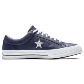 One Star en cuir perforé, basse, bleu marine