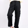 Pantalon cargo utilitaire tissé, tailles asiatiques « Noir »