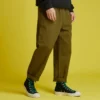 Pantalon casual droit et fuselé en tissu, tailles asiatiques « Vert mousse foncé »
