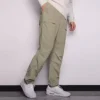 Pantalon casual droit tissé Converse unie pour homme, gris clair et vert