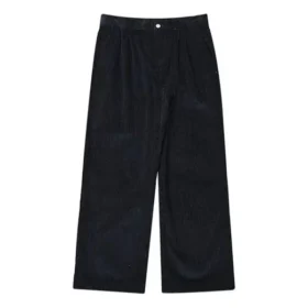 Pantalon chino en velours côtelé à double pli, taille asiatique « Noir »