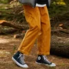 Pantalon chino en velours côtelé à double pli, tailles asiatiques « Orange »