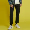 Pantalon de charpentier à taille élastiquée, tailles asiatiques « Noir »