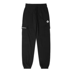 Pantalon de jogging cargo à logo en tricot tendance – Tailles asiatiques « Noir »