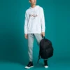 Pantalon de jogging à chevrons et étoiles brodées FT, tailles asiatiques « Gris »