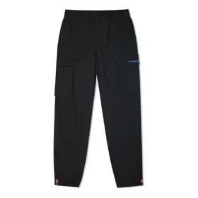 Pantalon de jogging sportif décontracté à poches multiples en tissu tissé, noir foncé