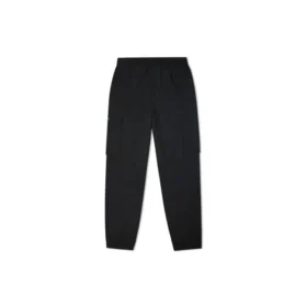 Pantalon de jogging sportif décontracté à poches multiples en tissu tissé, noir foncé