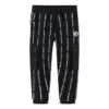 Pantalon de sport en tricot imprimé d&rsquo;un logo en lettres – Tailles asiatiques « Noir Blanc »