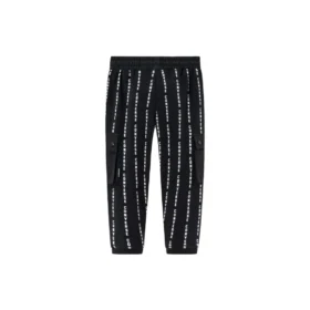 Pantalon de sport en tricot imprimé d&rsquo;un logo en lettres – Tailles asiatiques « Noir Blanc »