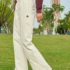 Pantalon en tricot avec logo, tailles asiatiques « Ivoire »