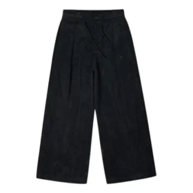 Pantalon en velours côtelé à jambes larges, tailles asiatiques « Noir »