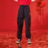 Pantalon long décontracté, tailles asiatiques « Noir Rouge »