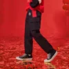 Pantalon long décontracté, tailles asiatiques « Noir Rouge »