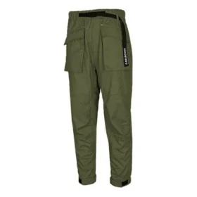 Pantalon long tricoté à poches multiples pour homme, vert foncé