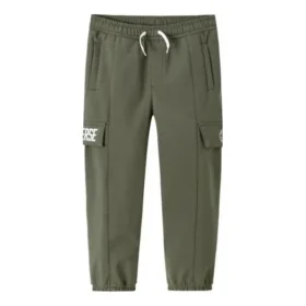 Pantalon à taille élastique unie, tailles asiatiques « Vert olive »