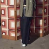 Chemise oversize tissée à poches – Tailles asiatiques « Vert olive »