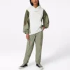 Personnage Irrégulier Couleurs contrastées Sweat à capuche ample Tricoté Rétro Blanc