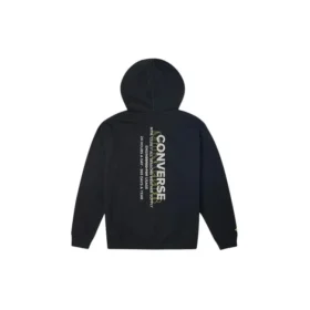 Polo de sport imprimé Converse pour homme, doublé polaire, noir