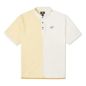 Polo à manches courtes Converse pour homme, col à revers, coloris contrastés, crème et jaune