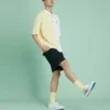 Polo à manches courtes Converse pour homme, col à revers, coloris contrastés, crème et jaune