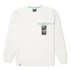 Pull à col rond doublé polaire avec poche poitrine Converse New Year Series pour homme, blanc laiteux