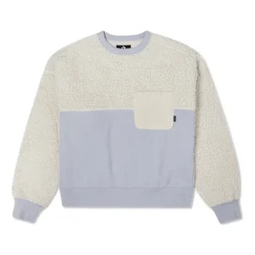Pull à col rond en laine d&rsquo;agneau, collière, blanc lait