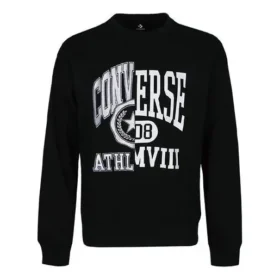 Pull à col rond pour homme Converse avec logo alphabétique imprimé, noir