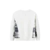 Pull décontracté à col rond, tailles asiatiques « Blanc Noir »