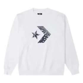 Pull de sport à col rond en tricot avec logo Converse Cashew pour homme, blanc