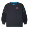Pull imprimé logo, tailles asiatiques « Noir Bleu »