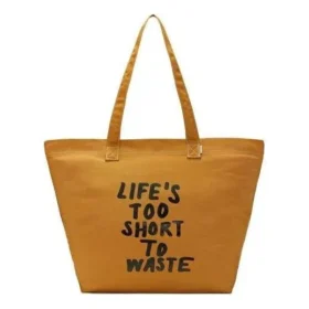 Sac fourre-tout en toile « Life&rsquo;s Too Short To Waste » de Renew « Brown »