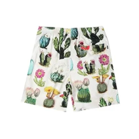 Short de vacances à imprimé végétal, tailles asiatiques « Desert Sand Cactus Multi »