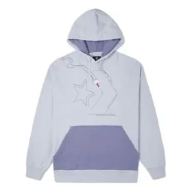 Sweat à capuche ample color block doublé polaire Bleu clair