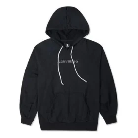 Sweat à capuche ample en maille avec logo brodé, noir