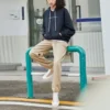 Sweat à capuche ample en maille avec logo brodé, noir