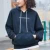 Sweat à capuche ample en maille avec logo brodé, noir
