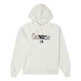 Sweat à capuche ample en molleton avec logo brodé, blanc