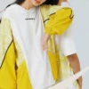 Sweat à capuche athleisure décontracté aux couleurs contrastées, blanc