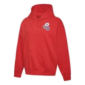 Sweat à capuche avec cordon et logo imprimé Rouge