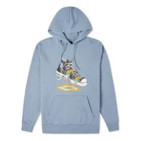 Sweat à capuche avec motif de gouttes de peinture, tailles asiatiques « Vintage Blue »