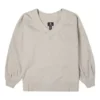 Sweat à capuche beige à col en V en maille ample, couleur unie