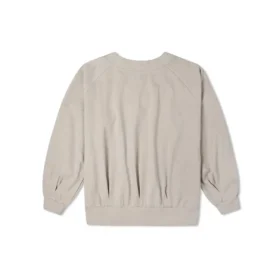 Sweat à capuche beige à col en V en maille ample, couleur unie