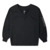 Sweat à capuche à col en V en maille lâche unie Noir