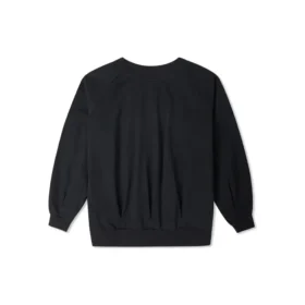 Sweat à capuche à col en V en maille lâche unie Noir