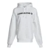 Sweat à capuche décontracté et sportif avec logo classique, doublé polaire, blanc