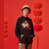 Sweat à capuche imprimé de lettres de bande dessinée, tailles asiatiques « Noir Blanc Rouge »