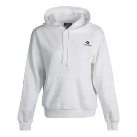 Sweat à capuche à manches longues avec petit logo, blanc