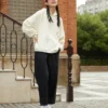 Sweat à capuche Star – Tailles asiatiques « Milk White »
